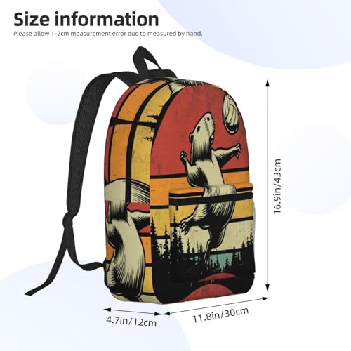 Capybara Playing Volleyball Fashionable Daypack 17 Inches Zippers Backpack Double Shoulder Bag for Women Men2