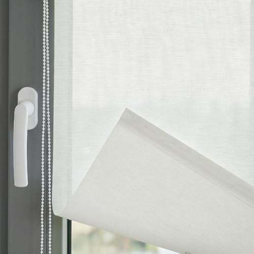 Sekey Lichtdurchlässig Seitenzugrollo ohne Bohren Klemmfix Fensterrollo Sichtschutz und Sonnenschutz 130x150cm Weiß – Ansicht 4