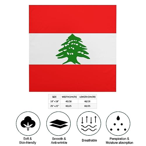 Lebanese Flag Women's Neckerchief Scarf Square Head Scarves Head Hair Wrap Bandana2