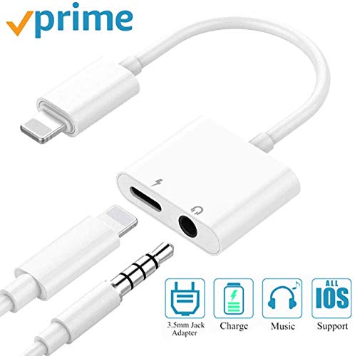 Headphone Adapter for iPhone 11 pro 3.5mm Jack Car Charger AUX Converter Splitter