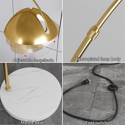 Lámpara de pie de arco dorada con elegante base de mármol de 178 cm 6