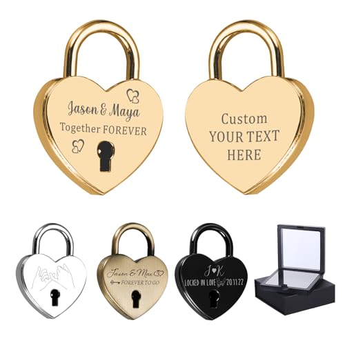 Personalized Love Lock with Key –Custom Engraved Heart Padlock for