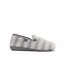 Scholl Maddy Shoe, Pantofole chiuse da casa con pelo sintetico a strisce, Donna, Grigio chiaro, 38 EU
