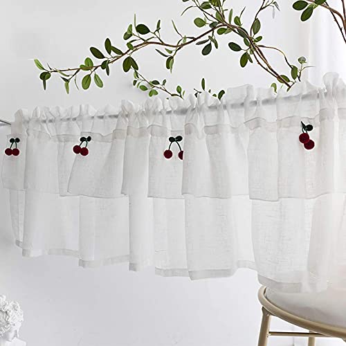 Cortina pequeña blanca ideal para barra de café y ventanas de cocina 4
