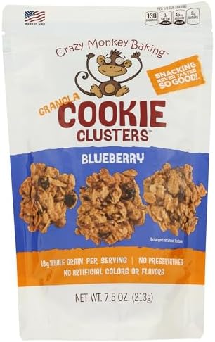 Amazon.com: CRAZY MONKEY BAKING Blueberry Granola Cookie Clusters, 7.5 OZ