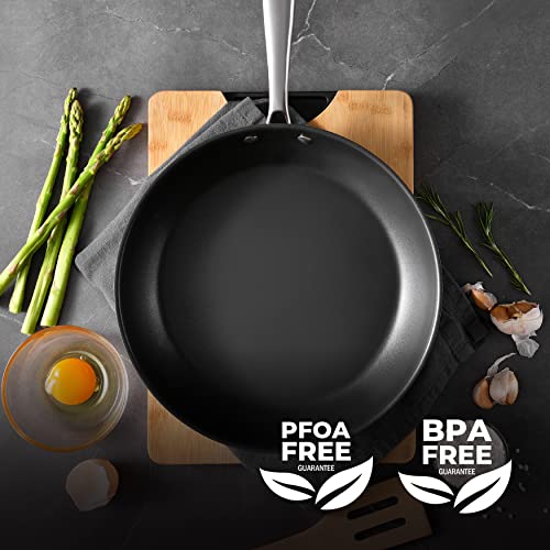 Masterpro Argent-3 – Padella Antiaderente, Induzione, Acciaio Inox 18/10, Multistrato, Eccellente Distribuzione Del Calore, Efficienza Energetica 28 Cm, Adatto A Tutti I Piani Cottura - 6