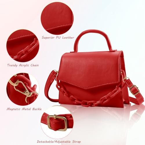 Small Crossbody Bags for Women Girls Trendy Top Handle Satchel Purses with Detachable Acrylic Chain3