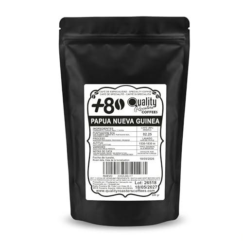 +80 Coffees by Quality Roasters. Café 100% Arábica de Especialidad origen Papúa Nueva Guinea. Tostado artesanalmente. Tueste Medio. (500 Gr)