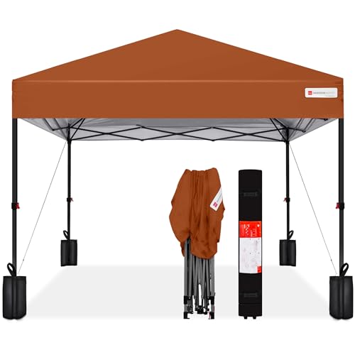 Best Choice Products 12x12ft Pop Up Canopy Tent Outdoor Shade 1 Person 1 Minute Set Up Carry Case 4 Weight Bags - Rust