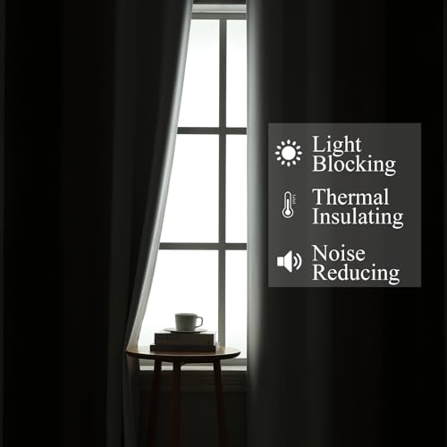 Estelar Textiler Brown and Greyish White Blackout Curtains for Living Room, Full Room Darkening Grommet Ombre Curtains for Bedroom, Thermal Insulated Light Blocking Gradient Drapes, 42Wx72L, 2 Panels