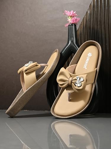 Image of Women Stylish Bow Flip Flops | Soft Comfort Toe Post Slippers for Women | Casual Lightweight Everyday Wear Sandals