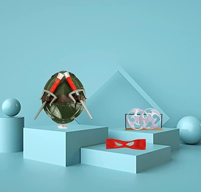 Turtle Shell for Kids Cosplay Halloween Cartoon Ninja Costume Party, Super Hero Cosplay Costume (Red) - Image 5