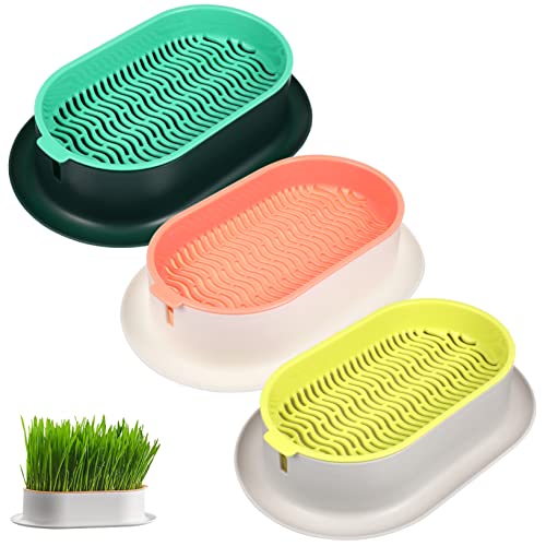 Milisten Set 3 Pezzi Fioriere Per Erba Gatta Domestica, Pratica Cassetta Per Piantare Senza Terra, Scatola Vivaio Resistente in Plastica, Uso Per Gatti, Area Semina Ampia e Facile Da Pulire