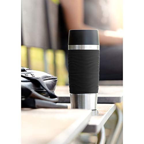 EMSA N2010500 Travel Mug Waves, 360 ml, Quick Press sluiting, Zwart