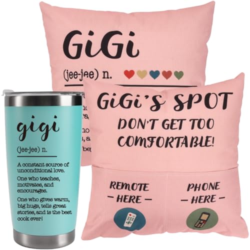 GiGi Gifts for Grandma Best GiGi Ever Birthday Christmas New Baby Gifts for Grandmother Grandma NaNa New Grandma Geart Grandma GiGi Definition Tumbler 20 Zo+ Pillow Cover Linen Cotton (GiGi 'S STOP)