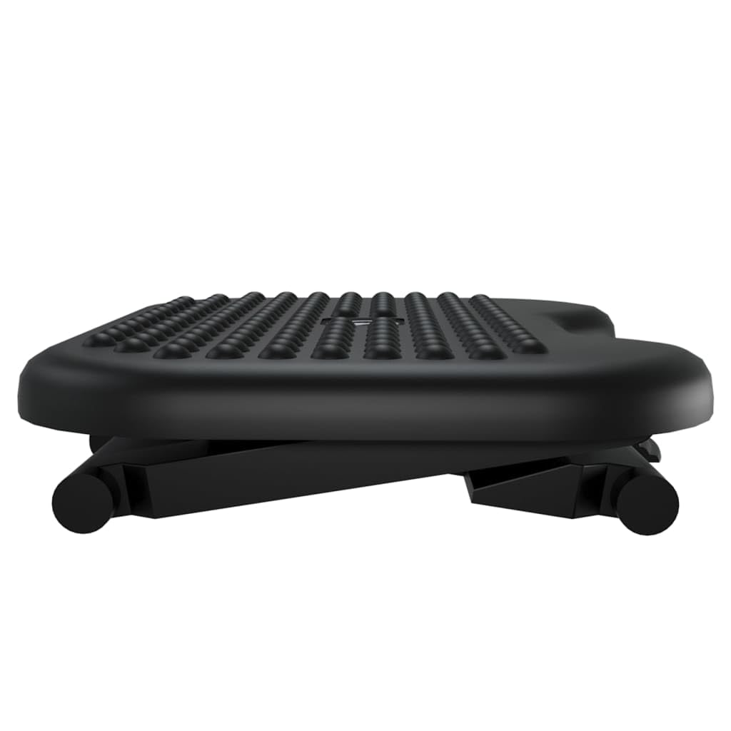 Ergonomische Fußstütze Schwarz 46x34,5x11 cm aus HIPS mit Massagefläche und 3-Fach höhenverstellbarem Design für Büro und Zuhause zur Entlastung von Beinen, Hüfte und Rücken