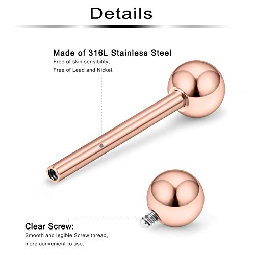 Ftovosyo 2Pcs 14G 316L Stainless Steel Internally Threaded Tongue Nipple Shield Barbell Ring Bar Body Piercing Jewelry Retainer 12Mm Rose Gold #TOP4