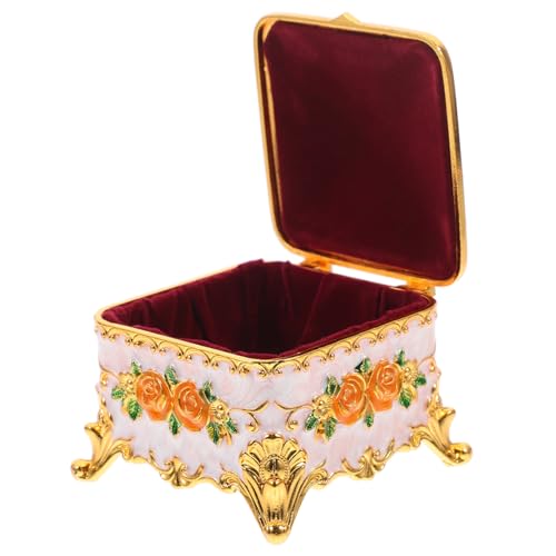Organisateur de Bijoux Vintage Boîte Rangement Alliage Rose Boîte Curiosité