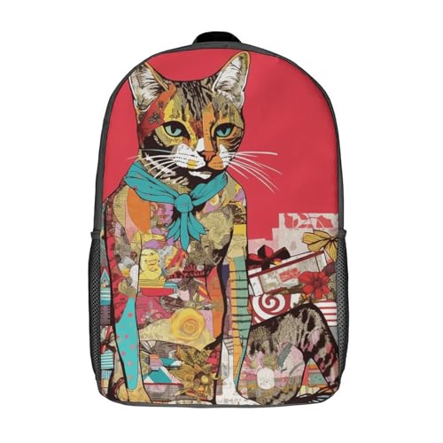 Mochila de hombro impermeable con diseño de gato miniatura 7