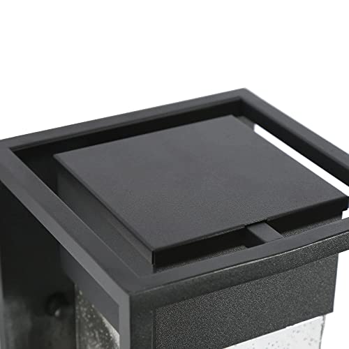 Outdoor Wall Lights, Black Square Porch Lights Outdoor With Seeded Glass, Waterproof Exterior Lighting Fixture For Backyard, Porch, Entryway, Garage, 2 Pack #TOP5