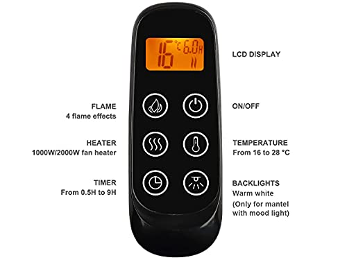 FLAMME - Ashbourne - Electric Fireplace Suite - 29" 2 Kw Fireplace Insert with Remote Control - Image 8