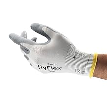 Ansell HyFlex 11-800 Nylon Glove, Gray Foam Nitrile Coating, Knit Wrist Cuff, Large, Size 9 Pack of 12