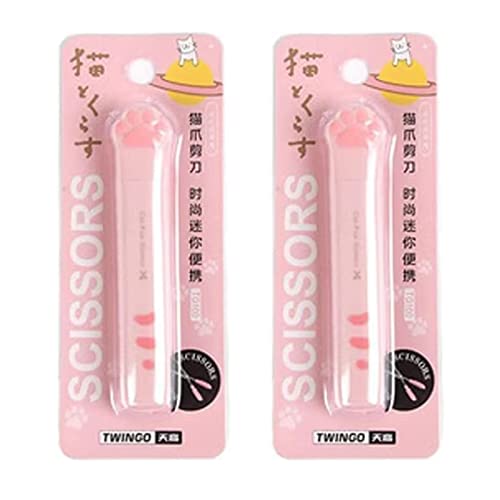 Dreamxue Tesoura de pata de gato Kawaii, mini tesoura portátil fofa de papelaria de aço inoxidável,
