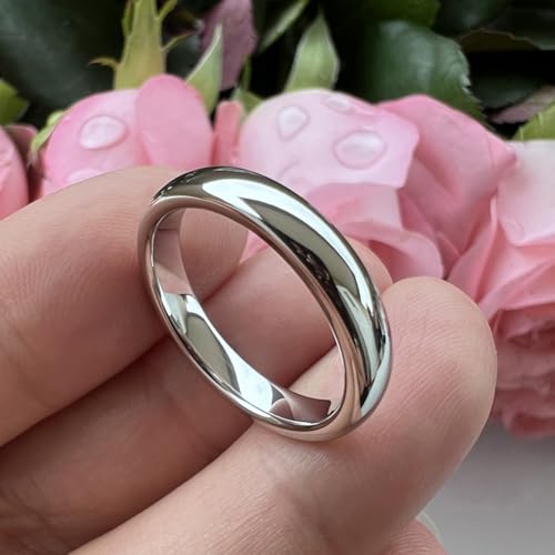 Image of TUTISS 2mm 3mm 4mm 5mm 6mm 7mm 8mm 10mm White Tungsten Rings for Men Women Engagement Wedding Bands Domed Polished Shiny Comfort Fit