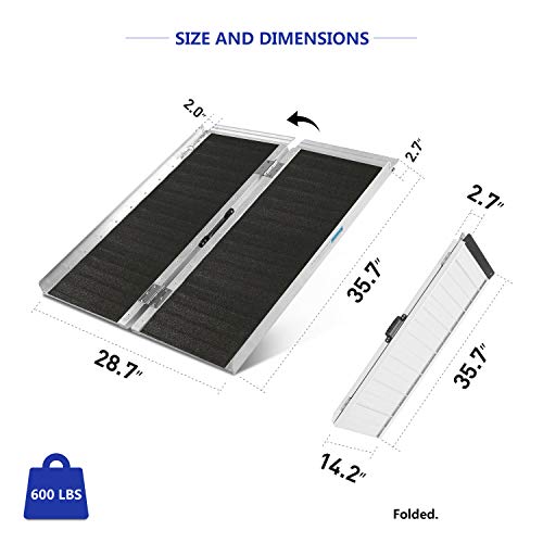 ORFORD Non Skid Wheelchair Ramp 3FT, 800 lbs Weight Capacity, Utility Mobility Access Threshold Ramp for Home Steps Stairs Doorways Scooter - Thumbnail 3