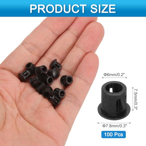 Image of uxcell 100pcs Nylon Plastic Hole Plugs, 1 /5 inch(6mm) Round Drill Screw Hole Plugs Covers Knockout Locking Plastic Plugs Insert End Caps for Kitchen Cabinet Furniture, Black