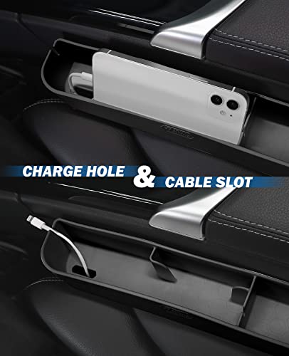 image for JOYTUTUS 2 Pack Black Car Seat Gap Filler Organizer, Silicone Console 