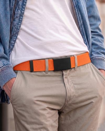 Image of Mile High Life Cut To Fit Canvas Web Belt Size Up to 52 inch with Flip-Top Solid Black Military Buckle
