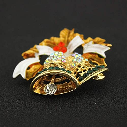 Broches pour femmes broche dorée cloche sauvage en strass et cristal de noël