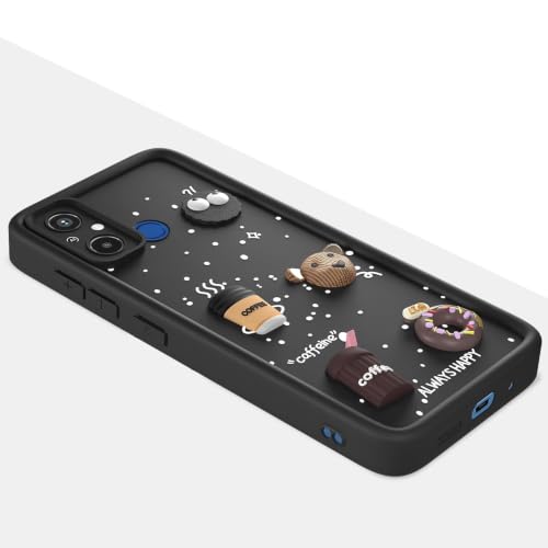 Image of Bintage Cute Fun Ball | Taddy Cartoon 3D Smiley Coffee Cup | Milk Donut | Full Protection Rubber Back Cover Compatible for Itel A661L / Itel A49 - Black