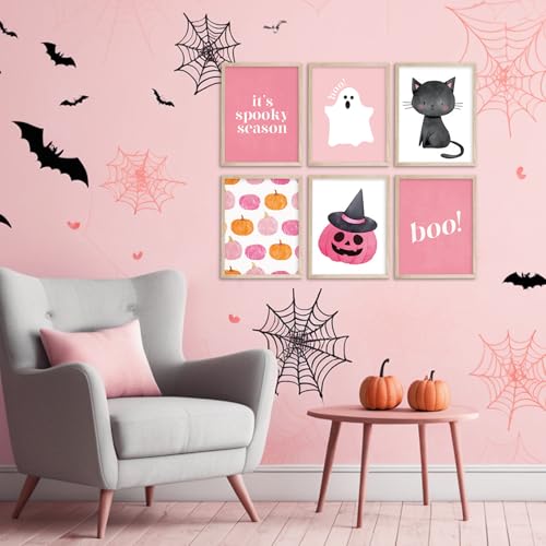 Arte de pared rosa de Halloween JarThenaAMCS de 12 piezas para decorar salas sin oscuridad 5