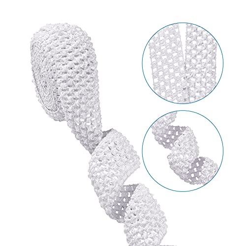PandaHall 11 Yards Elastic Crochet Headband Ribbon 40mm 55mm White Crochet Stretch Trim Ribbon Polyester Elastic Ribbon for Hair Accessories Tutus Dress - Image 2