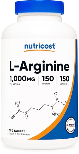 Nutricost L-Arginine 1000mg Amino Acid Tablets (150 Tablets)