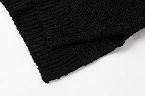 Image of Women's Off Shoulder Knit Sweaters Oversized V Neck Long Sleeve Loose Lightweight Pullover Tops