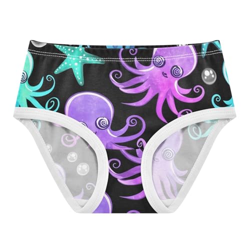 Purple Blue Octopuses Black Girl Panties Cute Toddler Underwear Custom Cotton Funny Kids Briefs Undies 2t