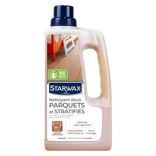 STARWAX - Nettoyant Doux Parquets et Stratifiés - Elimine Taches sur Parquets et Sols Stratifiés - Sans Rinçage - Non Glissant - usage robots lavants-...