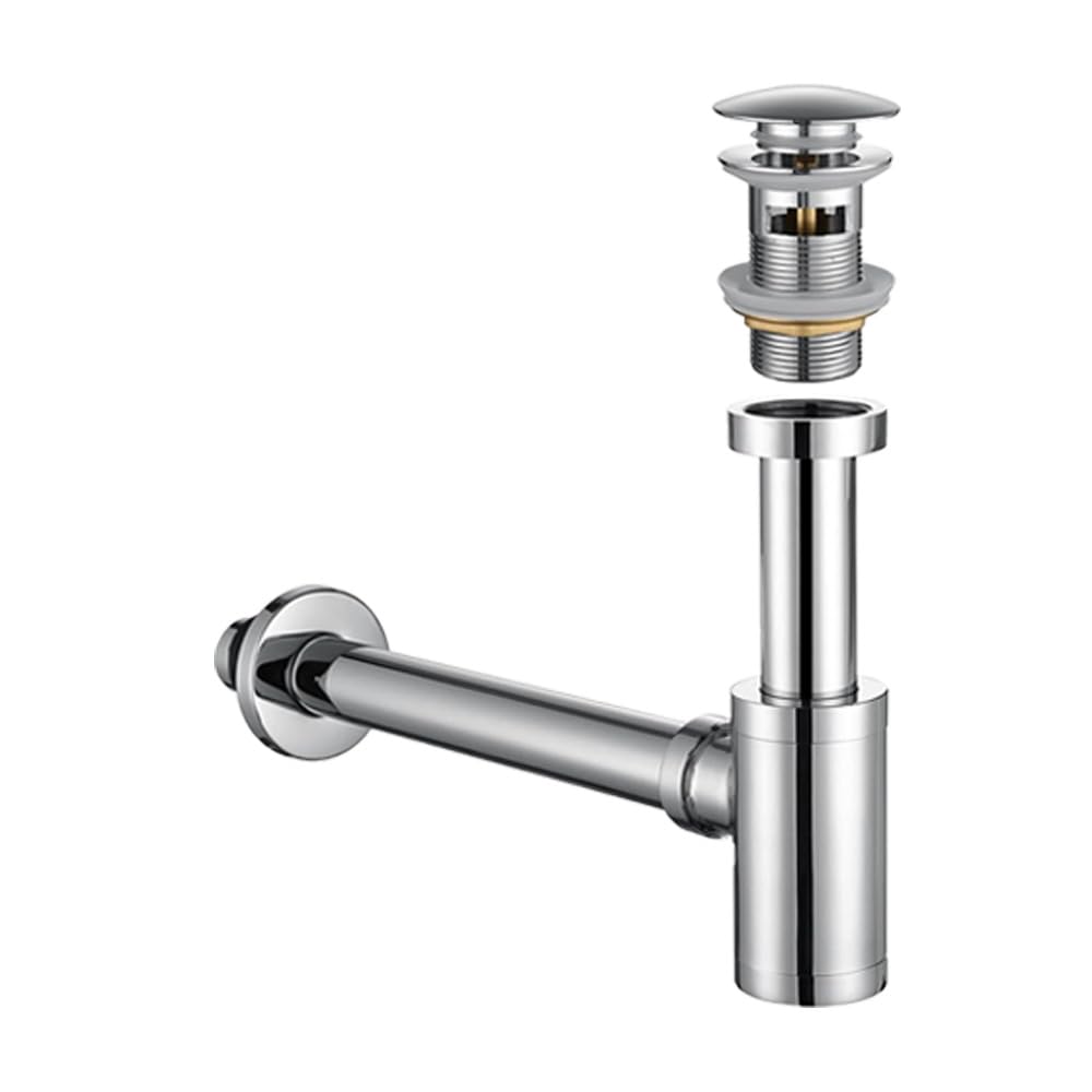 Cromo, latón macizo, juego de desagüe ajustable en P Trap, acabado de níquel cepillado, válvula de desagüe para lavabo de recipiente, con rebosadero