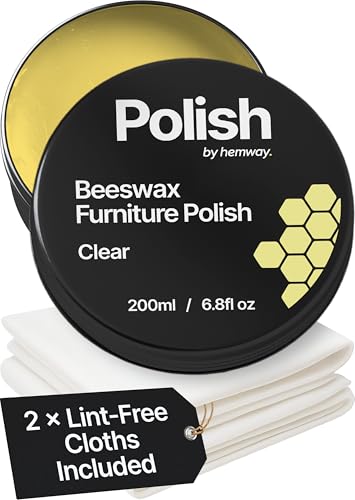 Hemway Clear Beeswax Furniture Polish 200ml & 2 Lint-Free Cloths
