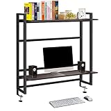 ITHWIU Vintage 2-Tier Metal and Wooden Desktop Shelves, Computer Desk Bookshelf, Office Supplies Des