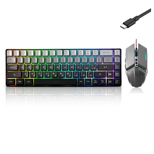 Guiheng Wired 60% Gaming Keyboard and Mouse Combo, Ultra-Compact 61 Keys RGB Backlit Mini Keyboard, Lightweight 3200 DPI Optical, Wired Gaming Set for Windows,PC, MAC PS5 Xbox Gamer(Gradient Grey)