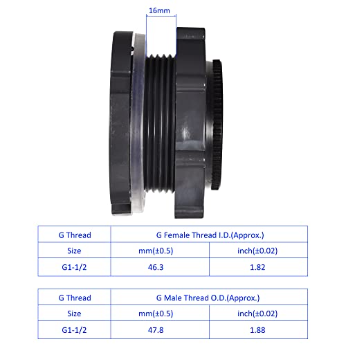 M METERXITY 1 Set PVC Bulkhead Fitting, Threaded Bulkhead Water Tank Connector, with Plug Fitting, Apply to Aquariums - Image 4