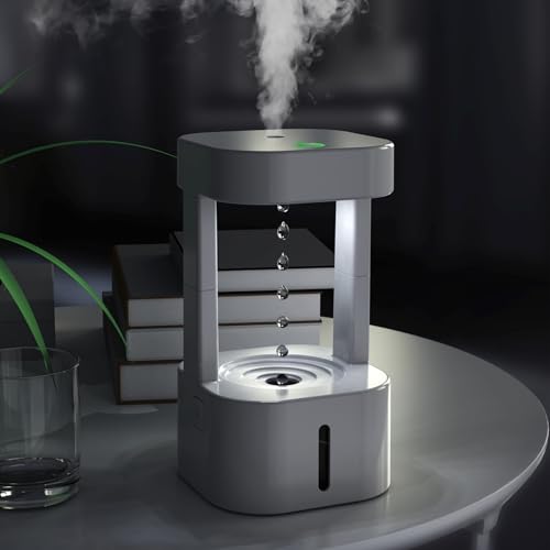 Image of Anti Gravity Humidifier Water Drop Humidifier - Antigravity Humidifier Levitating Water Floating Water Machine, Rain Humidifier Rain Cloud Humidifier Water Drip Hydra Lamp (White)