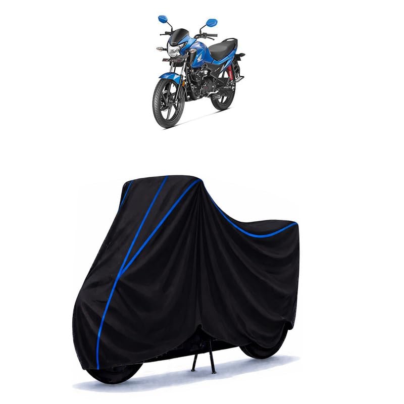 Image of Livo 110 Bike Cover Water Resistant Universal Motorcycle Rain | Heavy Duty UV Protection, Dust, Scratch Indoor Outdoor All Weather with Black Blue Piping Elastic