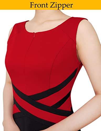 Image of VFSHOW Womens Front Zipper Work Business A-Line Dress Elegant Professional Office Career Church Fit and Flare Skater Dresses