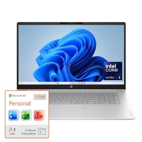 Image of HP OmniBook 3 17.3 inch Laptop PC, Intel Core Ultra 5 225U, 8 GB RAM, 512 GB SSD, Windows 11 Home + Microsoft 365 Personal 12-Month Subscription Bundle