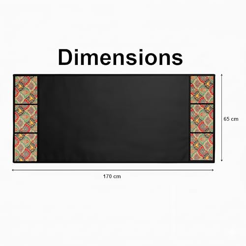 Image of Refrigerator Cover Double Door Waterproof, Dustproof, Refrigerator Top Cover, Protective Covers for Fridges with Extra Storage Space Nylon Top Fridge cover with 6 Storage Pockets (Flower, 170 x 65 cm)
